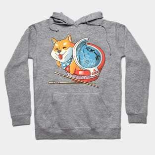 Shiba Dog Ramen Japanese Manga Blue Hoodie